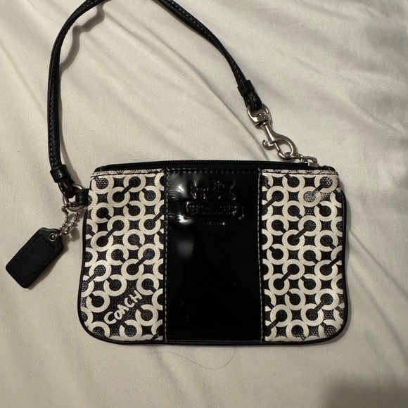 Coach Handbags - Coach Black and White Signature Wristlet